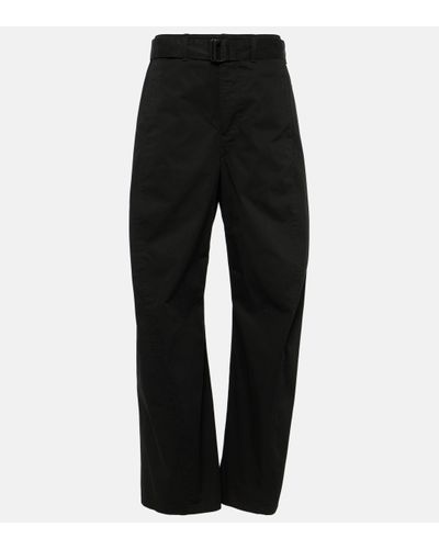 Lemaire Mid-rise Cotton Twill Barrel-leg Trousers - Black