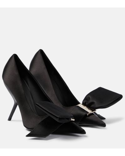 Ferragamo Bow-detail Satin Court Shoes - Black