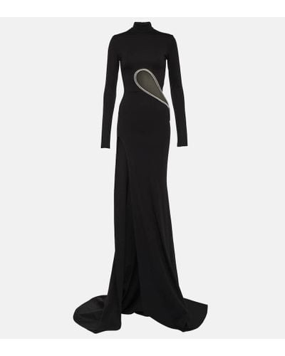 David Koma Paneled Embellished Jersey Gown - Black