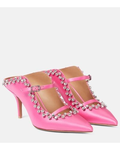 Malone Souliers Gala Embellished Satin Mules - Pink