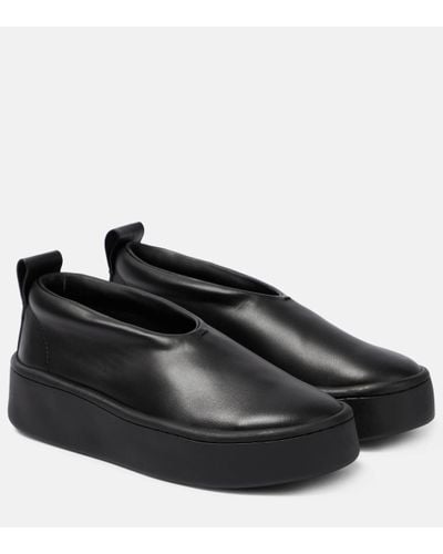 Jil Sander Leather Slip-on Trainers - Black