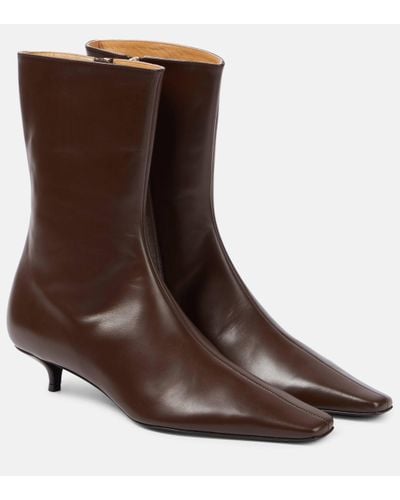 The Row Shrimpton Leather Ankle Boots - Brown