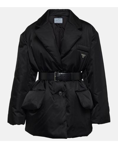 Prada Re-nylon Belted Recycled Nylon-down Jacket - Black