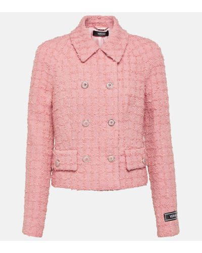 Versace Veste en tweed de laine melangee - Rose