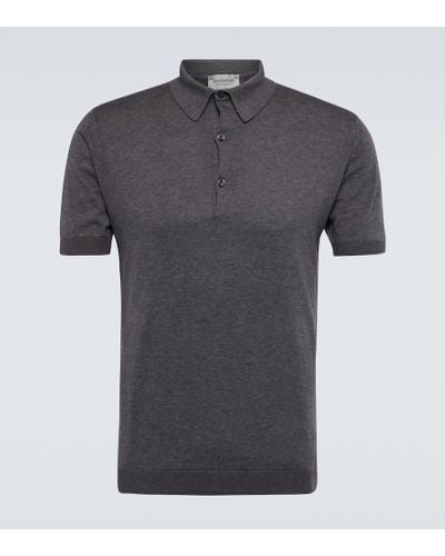 John Smedley Adrian Cotton Polo Shirt - Gray