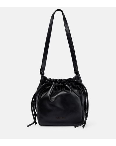 Proenza Schouler Drawstring Leather Shoulder Bag - Black