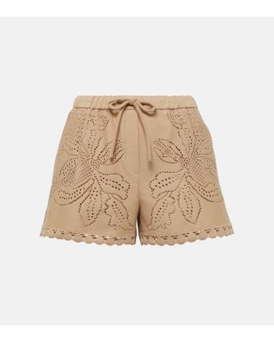 Valentino Guipure Lace Shorts - Natural