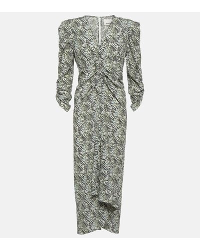 Isabel Marant Albiniga Printed Silk-blend Midi Dress - Grey