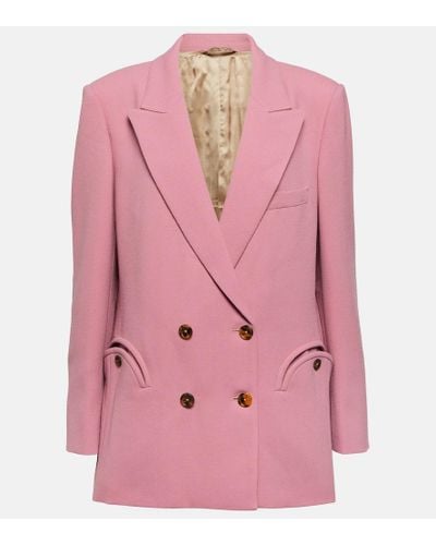 Blazé Milano Cool & Easy Double-breasted Wool Blazer - Pink