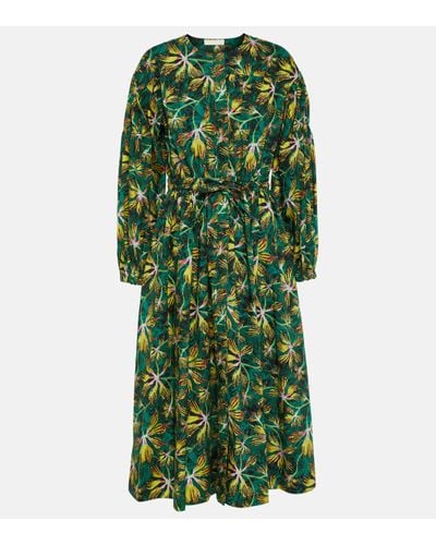 Ulla Johnson Adalie Floral Cotton Poplin Midi Dress - Green