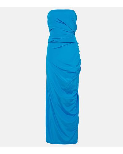 Proenza Schouler Odette Strapless Maxi Dress - Blue