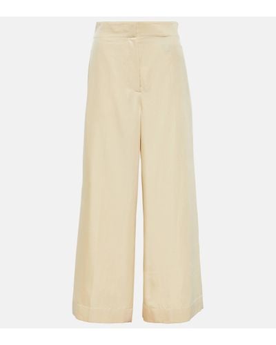 JOSEPH Thurlow Silk And Cotton Trousers - Natural
