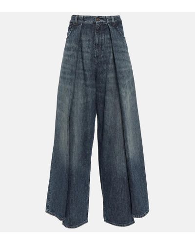 Balenciaga Jeans anchos de tiro alto - Azul