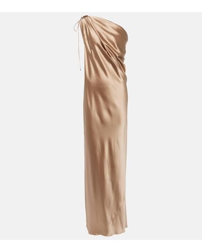 Max Mara Opera One-shoulder Silk Satin Gown - Natural