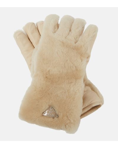 Prada Shearling Gloves - Natural