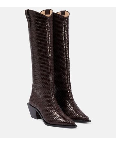 Souliers Martinez Sole Telar Leather Knee-high Boots - Black