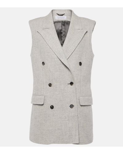 Gabriela Hearst Mayte Double-breasted Cashmere And Linen Vest - Grey