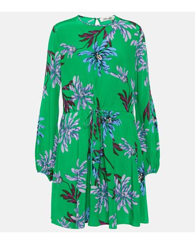 Diane von Furstenberg Sydney Floral Minidress - Green