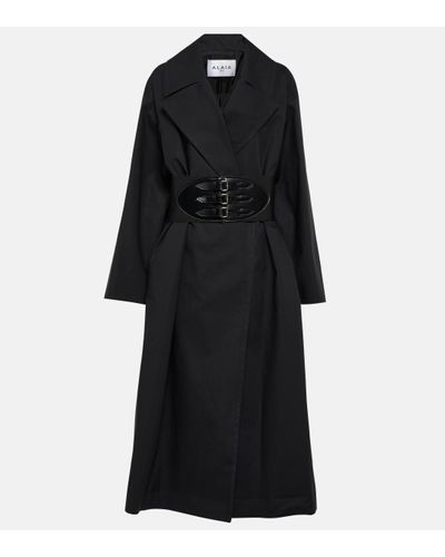 Alaïa Belted Cotton-blend Coat - Black