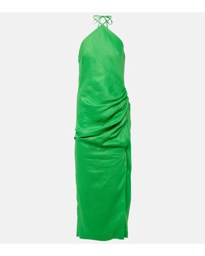 Jonathan Simkhai Hansel Halterneck Linen Midi Dress - Green