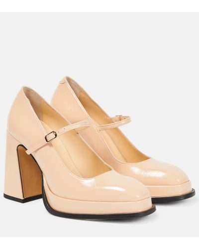 Souliers Martinez Casilda Patent Leather Mary Jane Court Shoes - Natural
