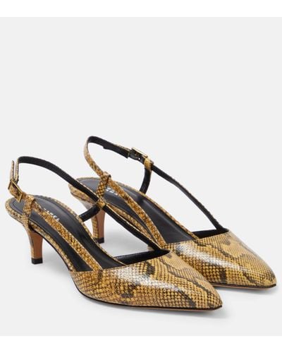 Isabel Marant Pilia Leather Slingback Court Shoes - Metallic
