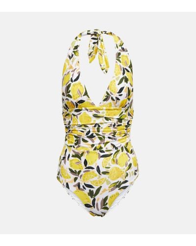 Rebecca Vallance Amarilla Printed Halterneck Swimsuit - Metallic