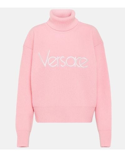 Versace Logo Turtleneck Sweater - Pink