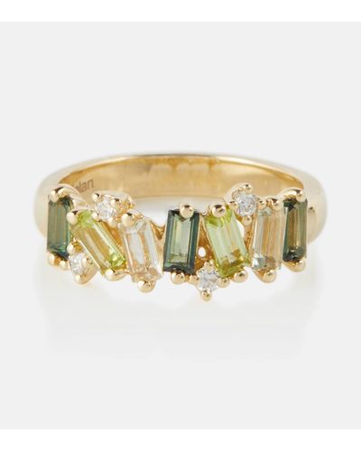 Suzanne Kalan Amalfi 14kt Gold Ring With Diamonds And Peridots - White