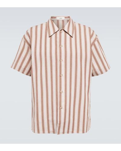Commas Striped Cotton And Linen Shirt - Pink
