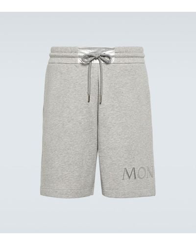 Moncler Cotton-blend Fleece Shorts - Gray