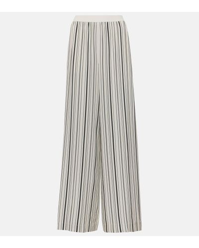 JOSEPH Hulin Striped Silk Crepe Wide-leg Trousers - White