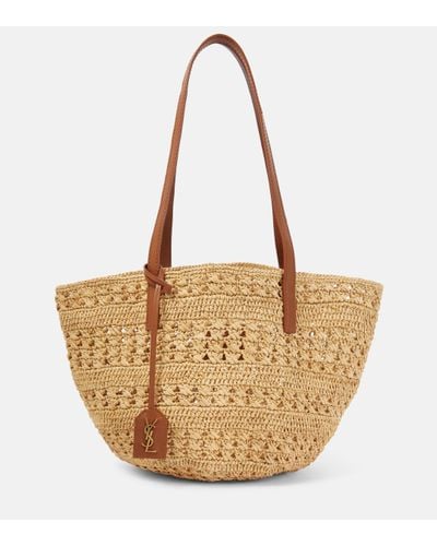 Saint Laurent Panier Small Raffia Basket Bag - Natural