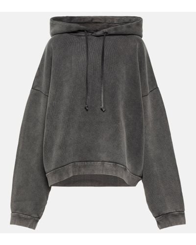 Acne Studios Sweat-shirt a capuche raccourci en coton - Gris