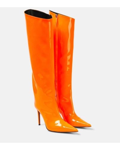 Alexandre Vauthier Patent Leather Knee-high Boots - Orange