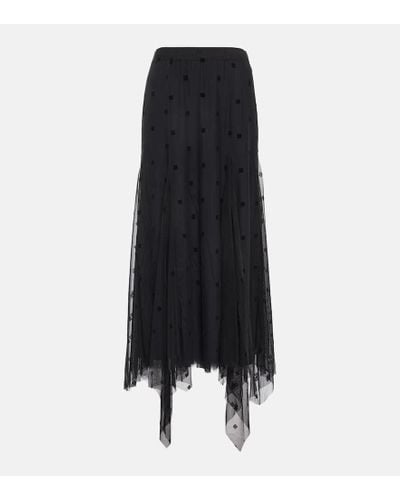 Givenchy Polka-dot Tulle Midi Skirt - Black