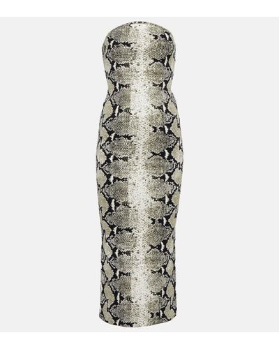 Khaite Strapless Snake-printed Midi Dress - Metallic