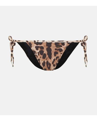 Dolce & Gabbana Leopard-printed Bikini Bottoms - Brown