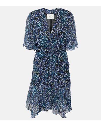 Isabel Marant Vivienne Leopard-print Ruched Minidress - Blue