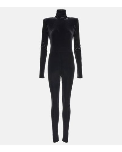 Alexandre Vauthier Turtleneck Velvet Jumpsuit - Blue