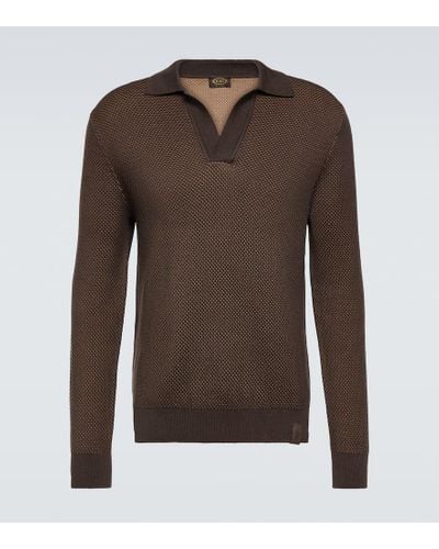 Tod's Silk Pique Polo Sweater - Brown