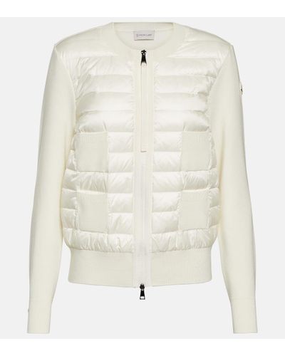 Moncler Jacke Tricot aus Wolle und Shell - Weiß