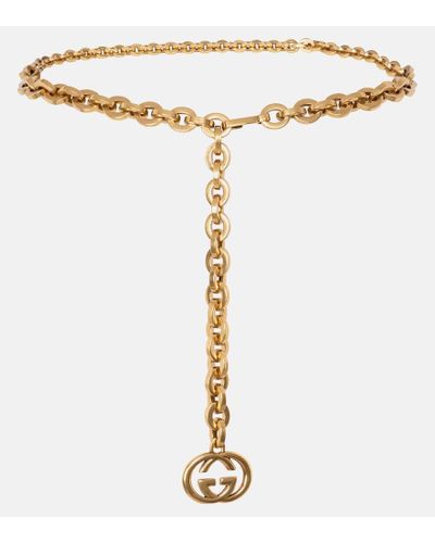 Gucci Cinturón de cadena con detalle GG - Metálico