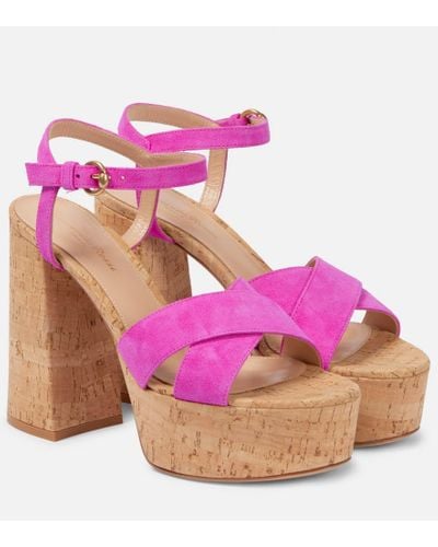 Gianvito Rossi Bebe Suede Platform Sandals - Pink