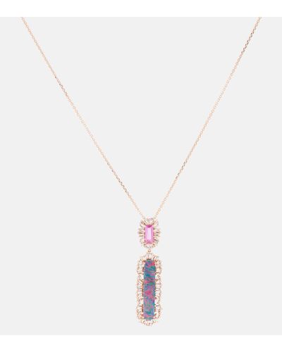 Suzanne Kalan 18kt Rose Gold Necklace With Diamonds, Sapphire And Opal - Pink