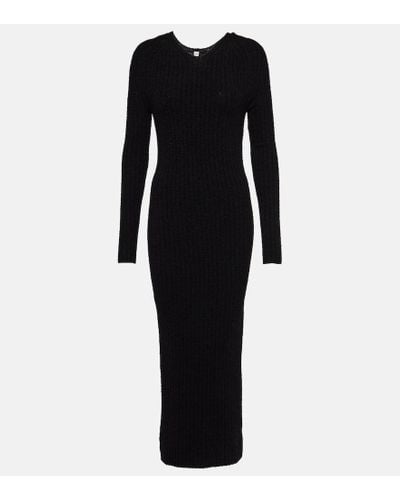 Totême Ribbed-knit Wool-blend Maxi Dress - Black
