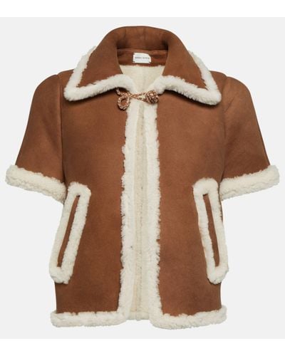 Magda Butrym Shearling-lined Suede Jacket - Brown