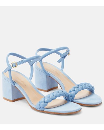 Gianvito Rossi Cruz 60 Leather And Suede Sandals - Blue