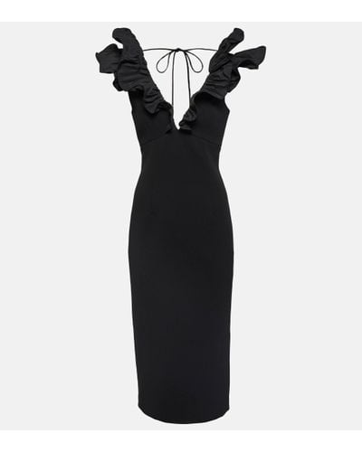 Rebecca Vallance Chloe Ruffled Midi Dress - Black