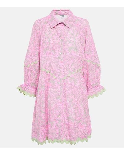 Juliet Dunn Besticktes Minikleid aus Baumwolle - Pink